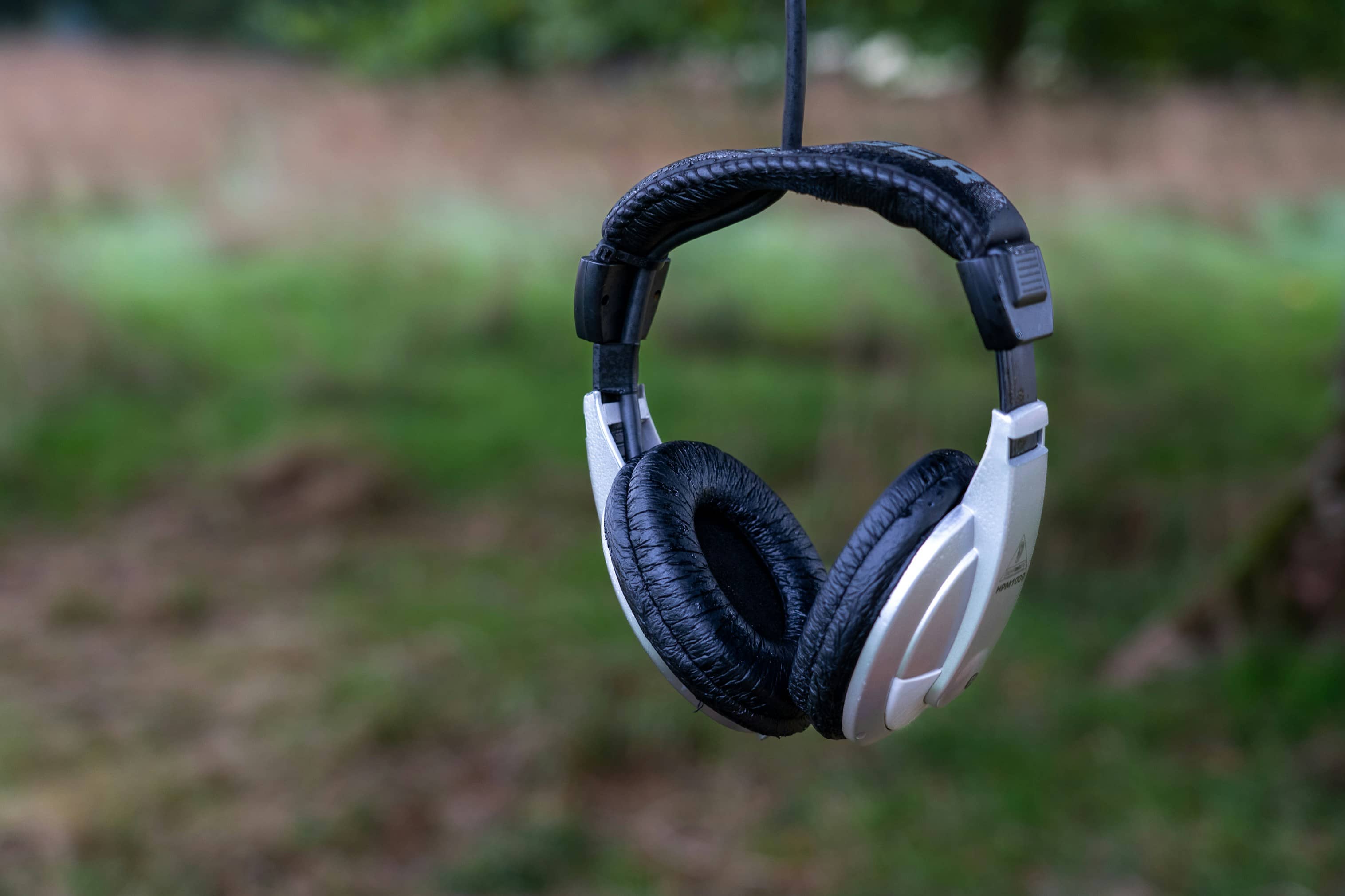 a pair of headphones on a swing